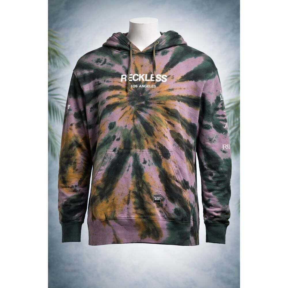 Young & Reckless Los Angeles Men’s Tie Dye Hoodie Sweatshirt L